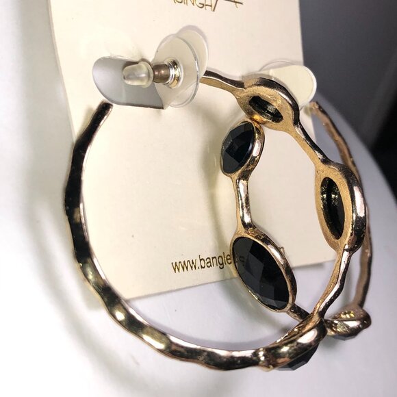 Amrita Gold & Black Hoop Earrings - Picture 3 of 5